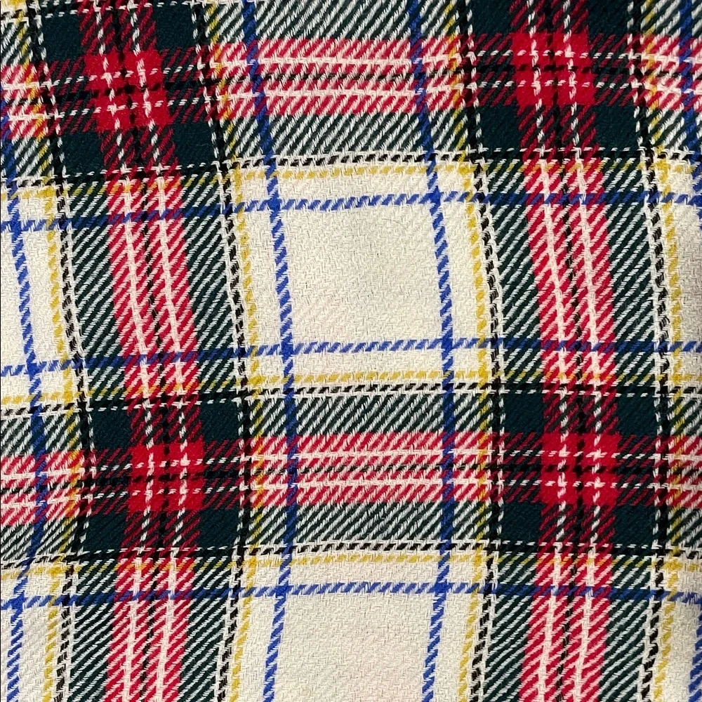 Talbots Plaid Fringe Scarf in Cream, Red & Navy
